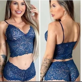 Conjunto de lingerie de calcinha com cropped calesson sem bojo espera marido a preço de fabrica