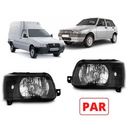 Par Farol Fiat Uno Fiorino Mascara Negra 2004 2005 2006 2007 2008 2009 2010 2011 2012 2013