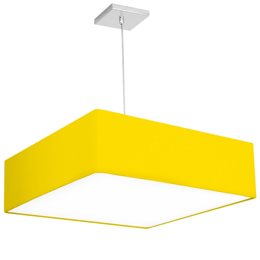 Lustre Cupula Pendente Dome Quadrado 50x15cm Amarelo