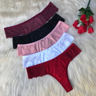 Kit 10 calcinha microfibra com renda na lateral tanga sensual lingerie calcinhas