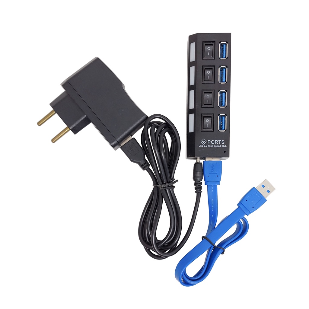 Hub Usb 3.0 Hi-speed 4 Portas C/ Fonte 5 Gbps Hd Externo Fle - Desconto