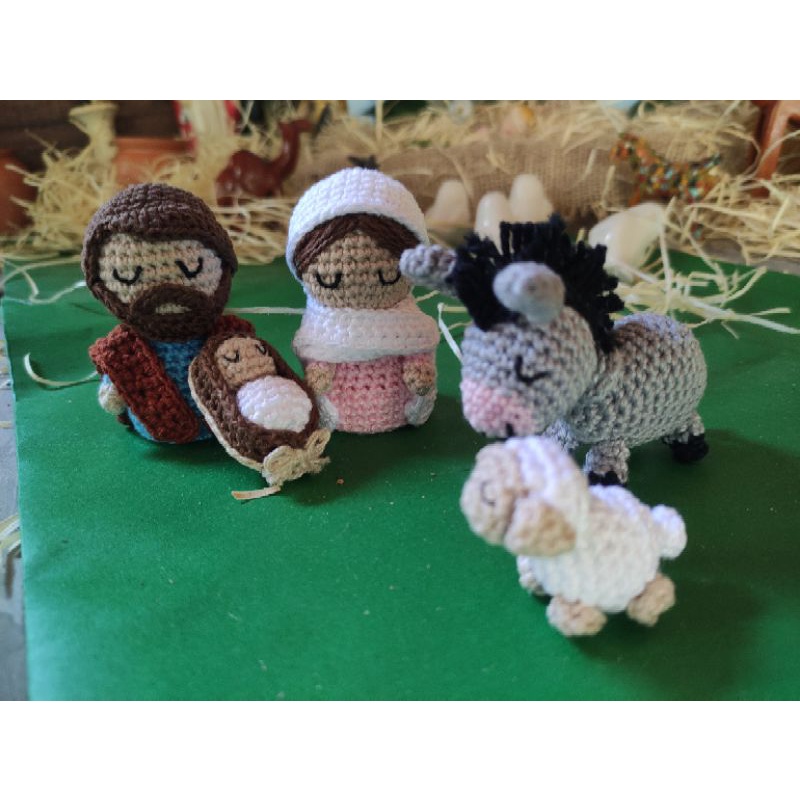 Mini Presépio amigurumi 5 peças de crochê
