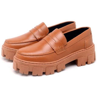 Sapato Mocassim Dubuy Oxford Feminino Tratorado Caramelo 1404FG