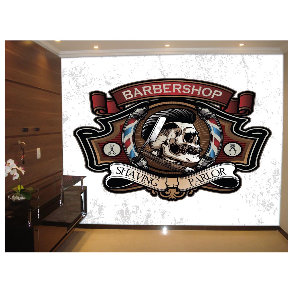 papel de parede Barbearia Barber shop 3D 10m² BRB09