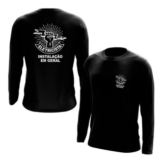 Camiseta Manga Longa Eletricista Trabalho Uniforme Serviço
