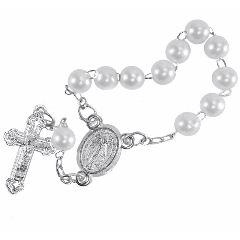 Kit 12 mini terços perolados para lembrancinhas casamento batizado eucaristia