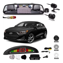 Kit Retrovisor Lcd Camera Sensor De Estacionamento Veloster