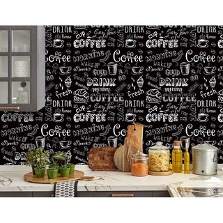 Papel de Parede Café Coffee Cozinha Preto e Branco Autocolante SKU -1521