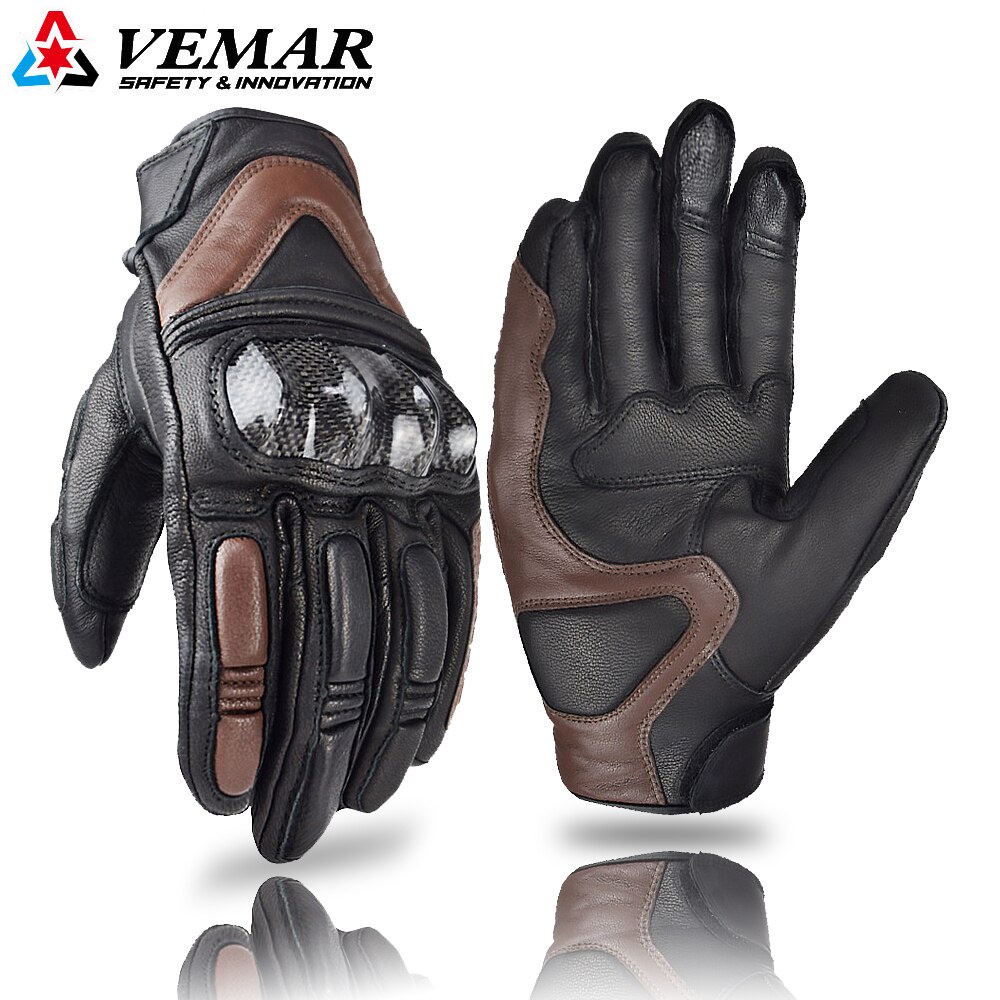Retro Couro Motocicleta Equitação Luvas De Corrida Casca Dura Protetor Tela Toque Verão Respirável Cavaleiro Equipamento