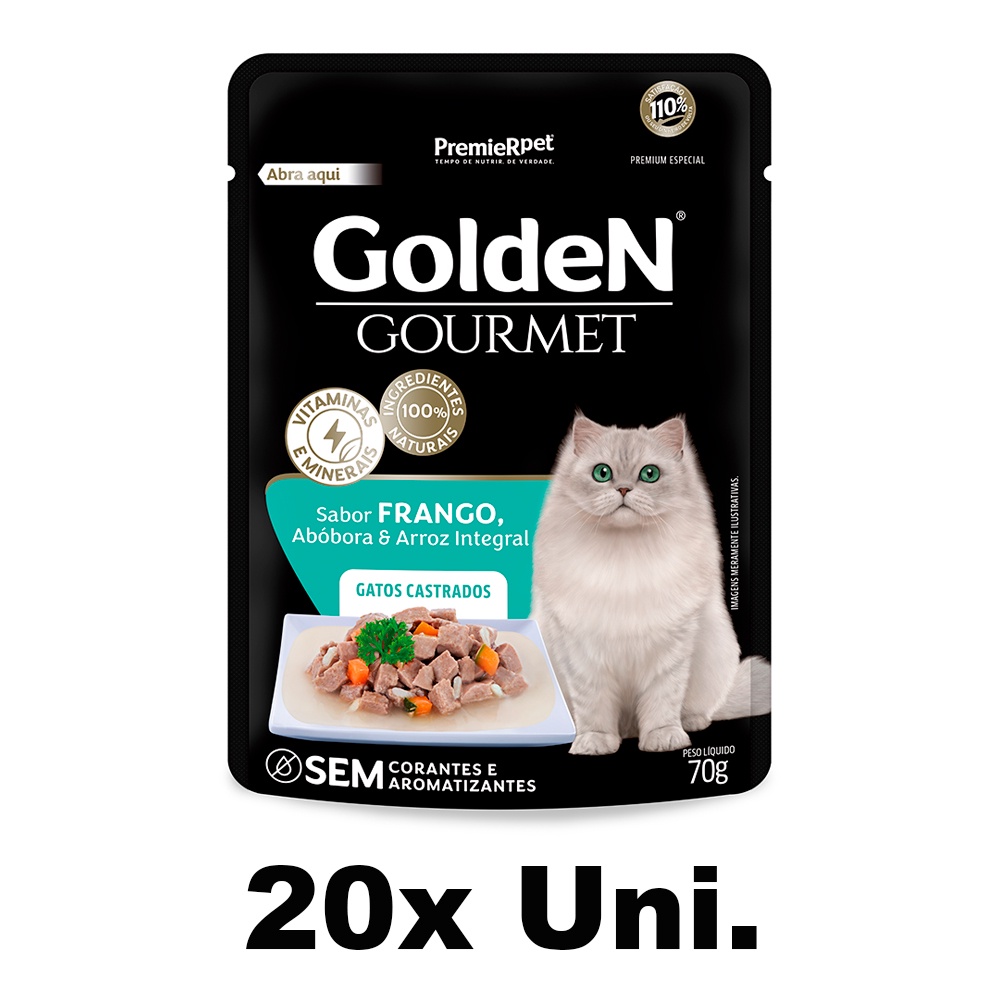 Sachê GoldeN Gourmet Gatos Castrados Frango 70g - 20 Uni. - Pets