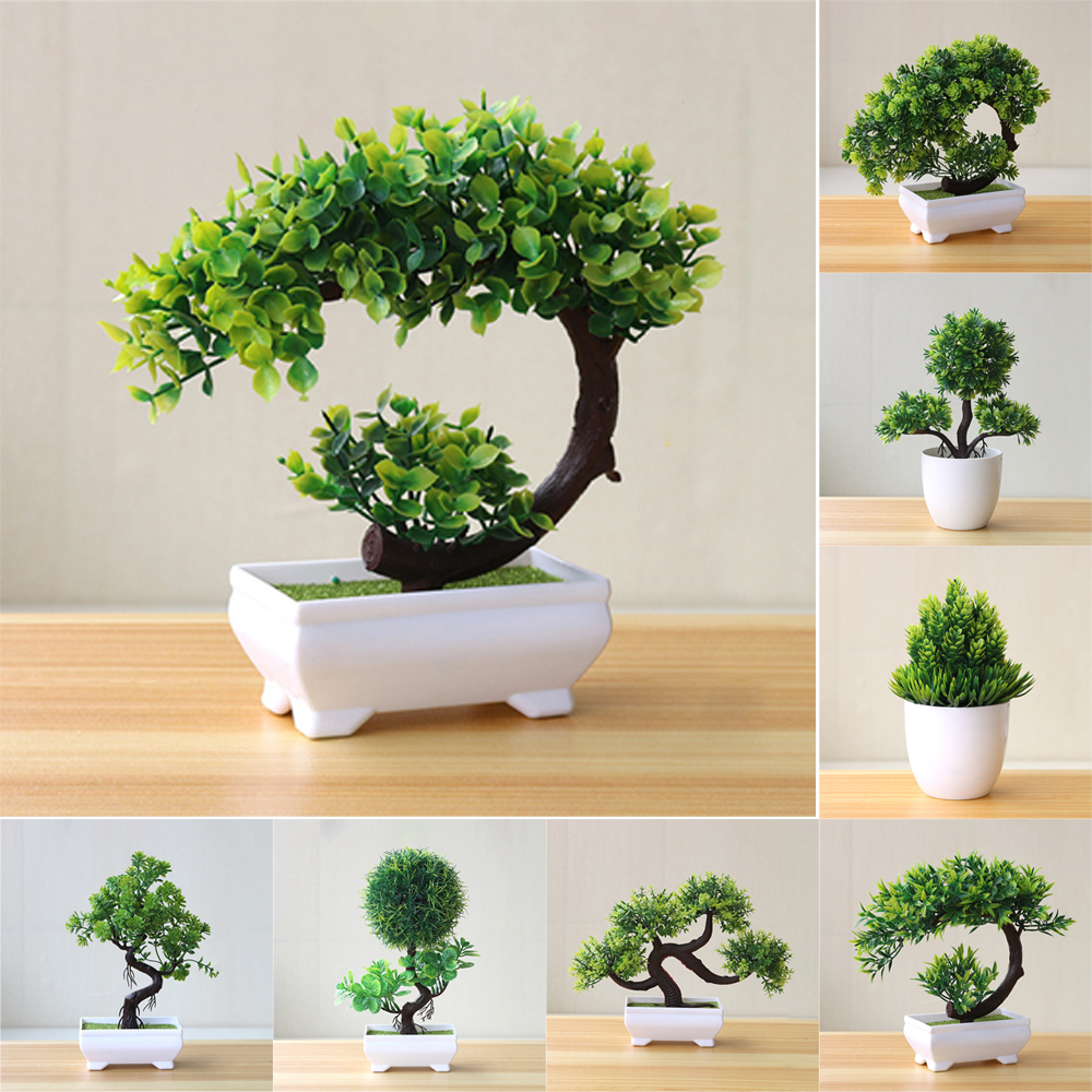 (Flower + pot ) Vaso com planta artificial de Bonsai - para decoração de casa