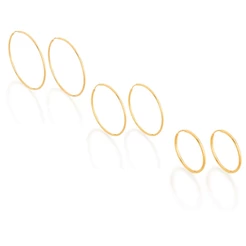 Brinco Argola Rommanel Folheado a ouro 18k - 522012 - 522013 - 522014 Argolas - 2,5cm - 4cm - 5cm