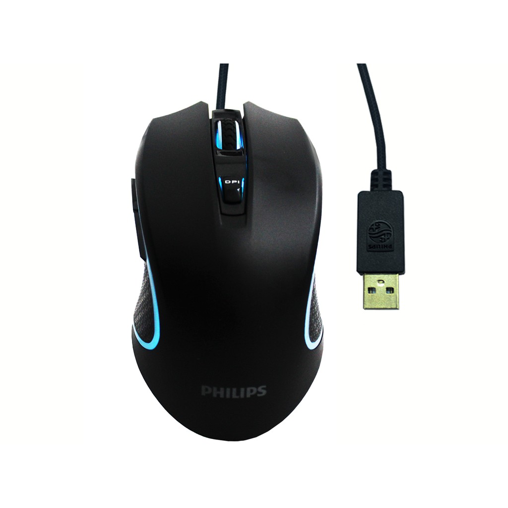 Mouse Gamer a Laser Leve para Jogar Usb Óptico Pc 6400 Dpi Philips Console Pc Spk-9413