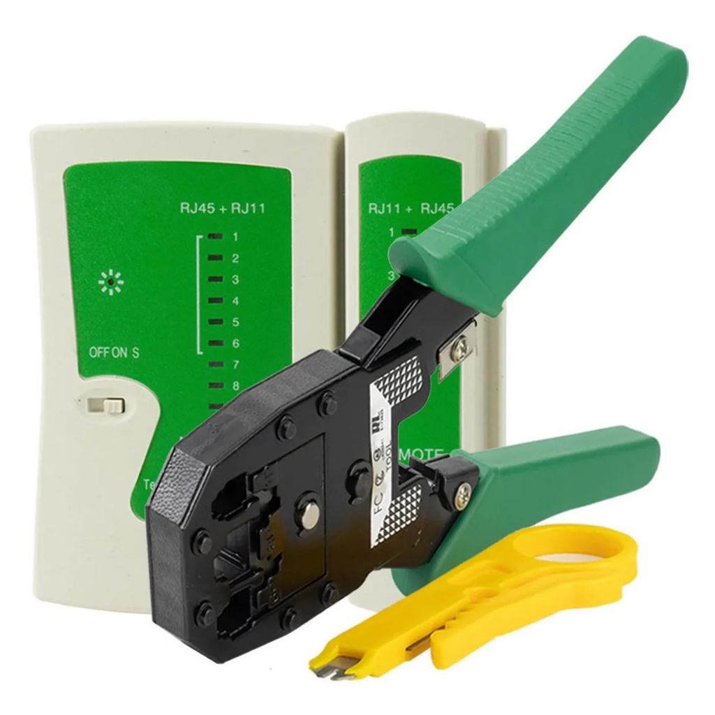 Kit Alicate Crimpar Rj45 Rj11 Profissional + Teste Cabo Rede