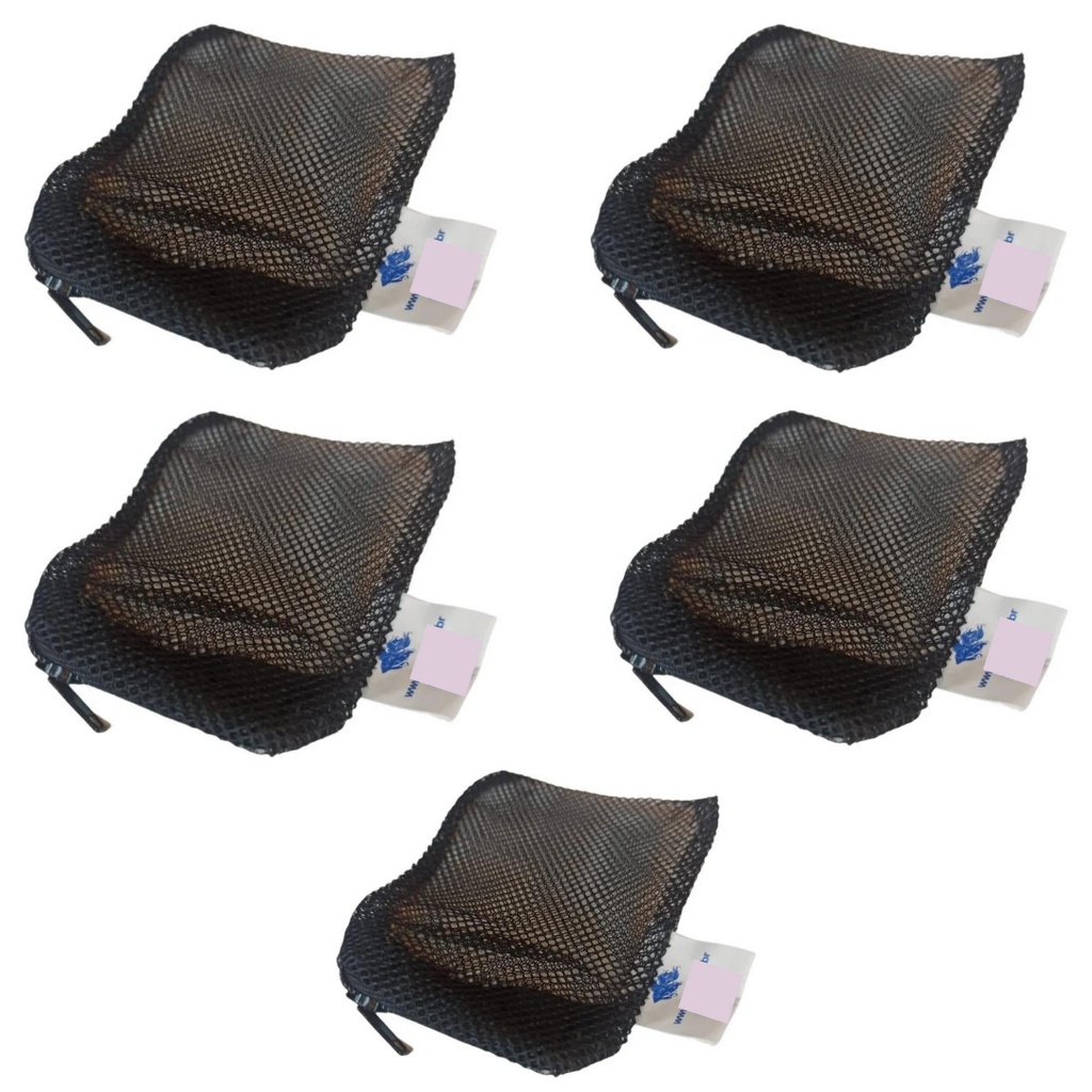 5x Bolsa Para Mídias Filtrantes Preta Plancton 09x12cm Com Ziper N0 Para Aquario