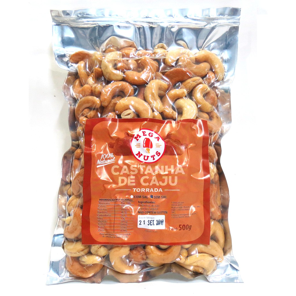 Castanha de Caju W1 500g Inteira Torrada A Vácuo - Primeira Qualidade ...