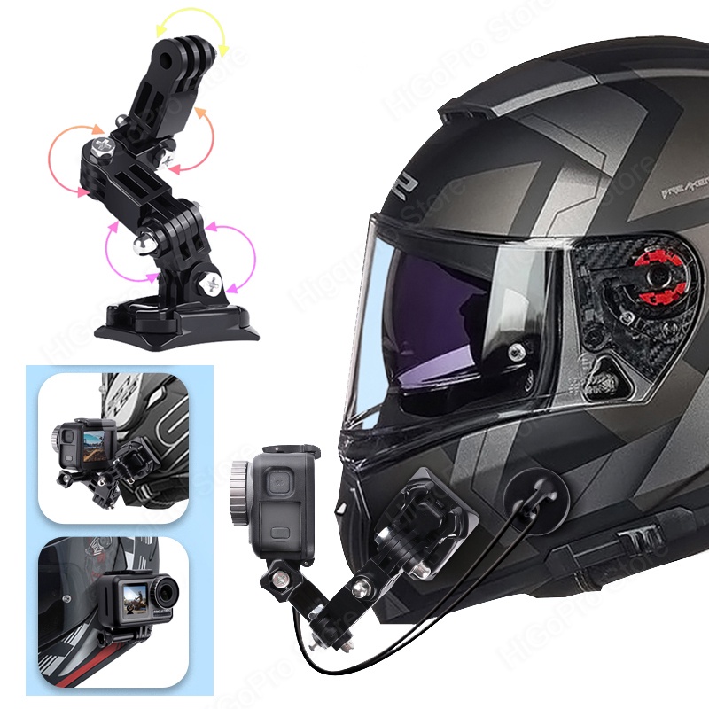 Capacete Strap Mount Para Gopro Hero 10 9 8 7 6 5 4 3 Motocicleta Yi ...
