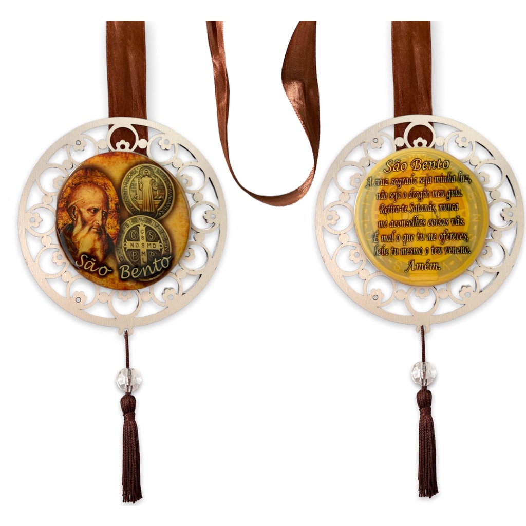 Escapulario de Porta Medalha de São Bento Duplo Resinado em Oferta na Shopee