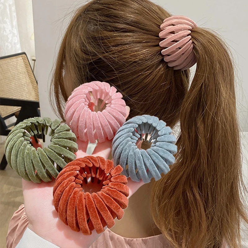 Veludo Ninho Pássaro Fofo Rabo De Cavalo Ajustável Grampo De Cabelo/Senhoras Extensível Headband Acessórios Para O Preguiçoso Clipe