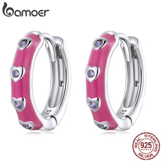 (1 Par) Bamoer 925 Prata Simples Fivelas De Orelha De Amor Presentes De Moda Para Mulheres BSE595