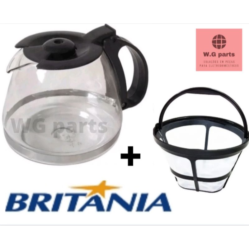 Jarra e Filtro permanente Para Cafeteira Britânia CP15  xícaras vidro Reforçado