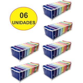 Kit 6 Organizadores De Gavetas - (calcinhas, Meias, Cuecas) Transp. Branco