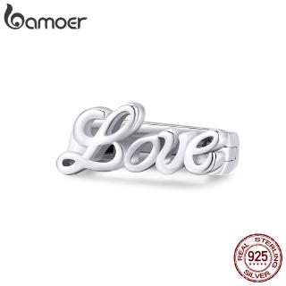 Bamoer Carta Amor Clipes Charme Fit Pulseiras Reflexão Originais Diy Authentic 925 Prata Esterlina