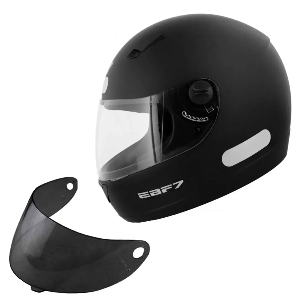 CAPACETE FECHADO EBF 7 MODELO SOLID PRETO FOSCO + VISEIRA FUME
