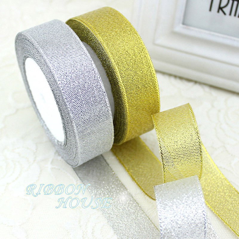 (25 Jardas/Rolo) Fita De Poliéster Dourada E Prateada De 1'25 Mm Embalagem De Natal De Alta Qualidade em Oferta na Shopee