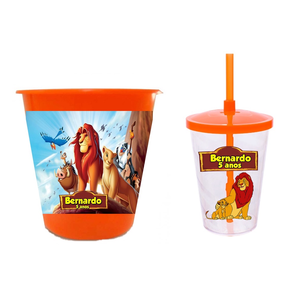 25 Baldes De Pipoca + 25 Copos Twister Kit Personalizado Tema Rei Leão em Oferta na Shopee