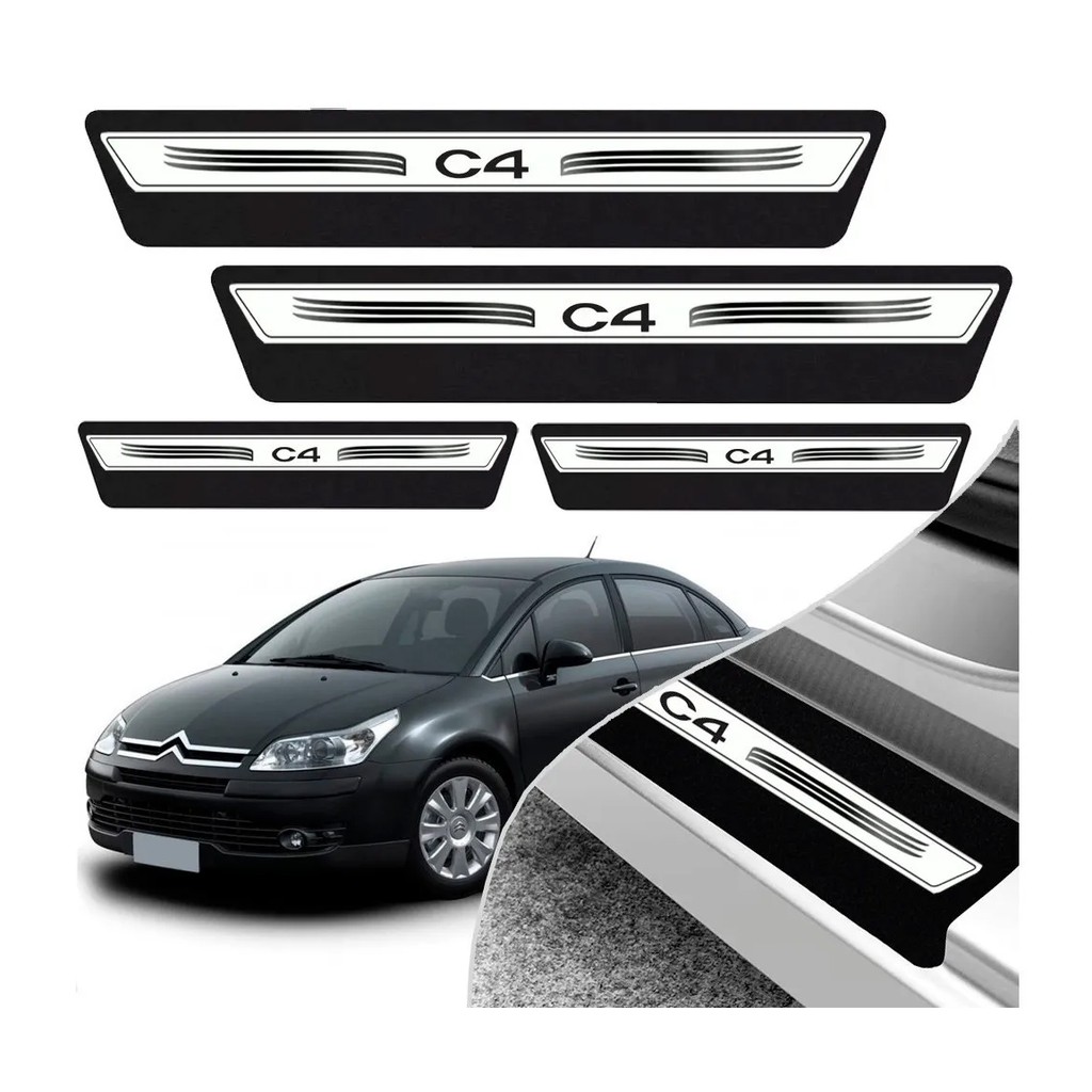 Kit 8 Peças Soleira Adesivo Porta Citroen C4 Pallas 2008 2009 2010 2011 2012 2013 C4 Picasso 09 2010 2011 2012 2013 2014