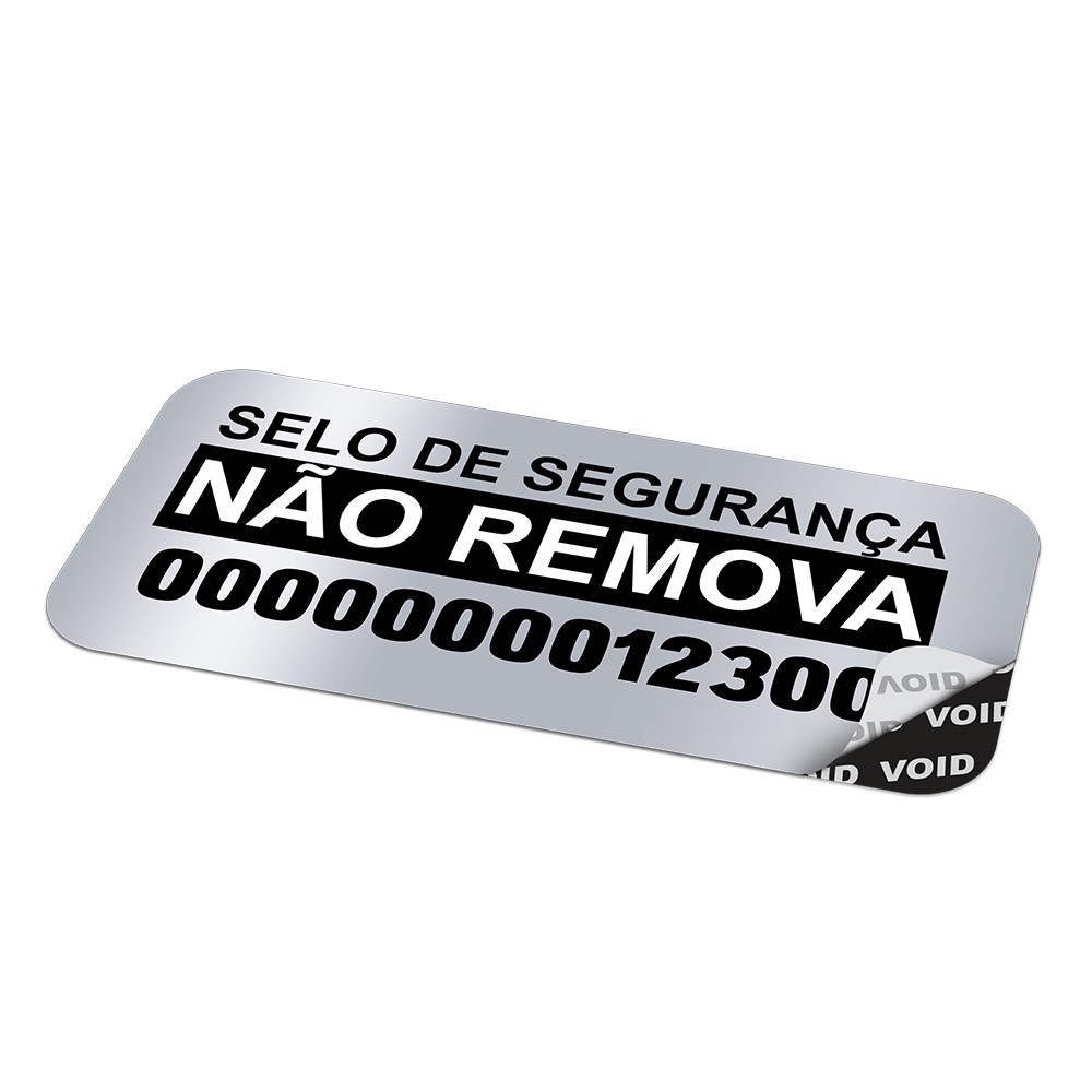 100 Lacre Adesivo de Segurança Garantia Poliéster Void Prata 30x15mm