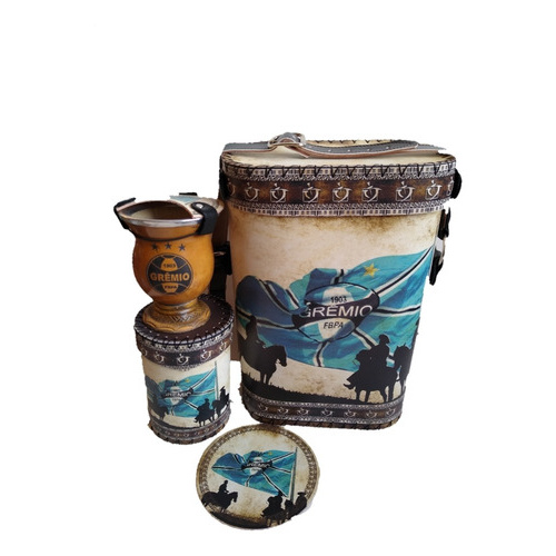 Mateira De Chimarrão Do Grêmio 1litro 4 Peças Mateira+porta Erva+tapa Cuia+vira Mate+ 2 Filtros Para Chimarrão