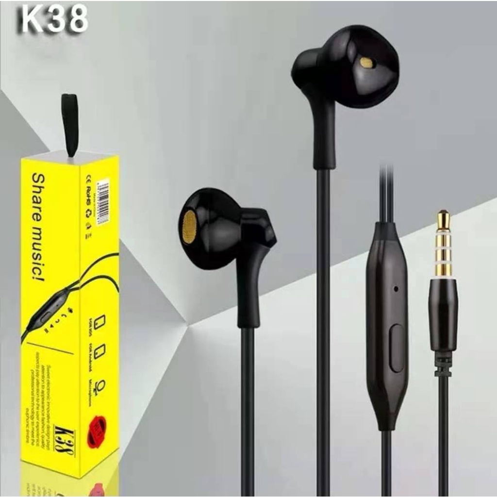 Fone de Ouvido com Microfone Estéreo Auricular Kin K38 em Oferta na Shopee