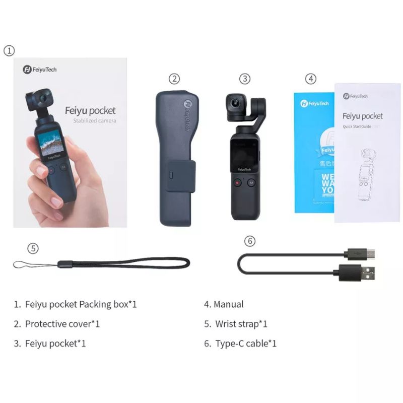 Feiyutech Pocket 1 concorrente da Dji Osmo Pocket 2 Combo Creator Câmera Ação Estabilizada Guimbal Gimbal 3 Eixos