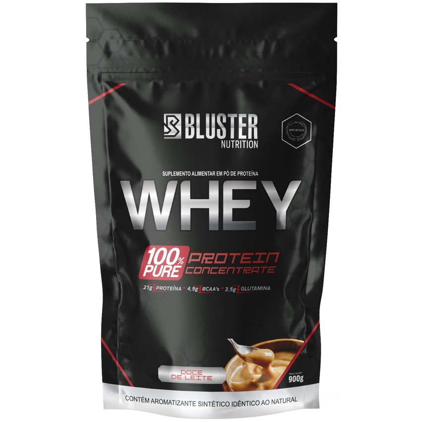 Whey 100% pure pouch Bluster doce de leite 900 g