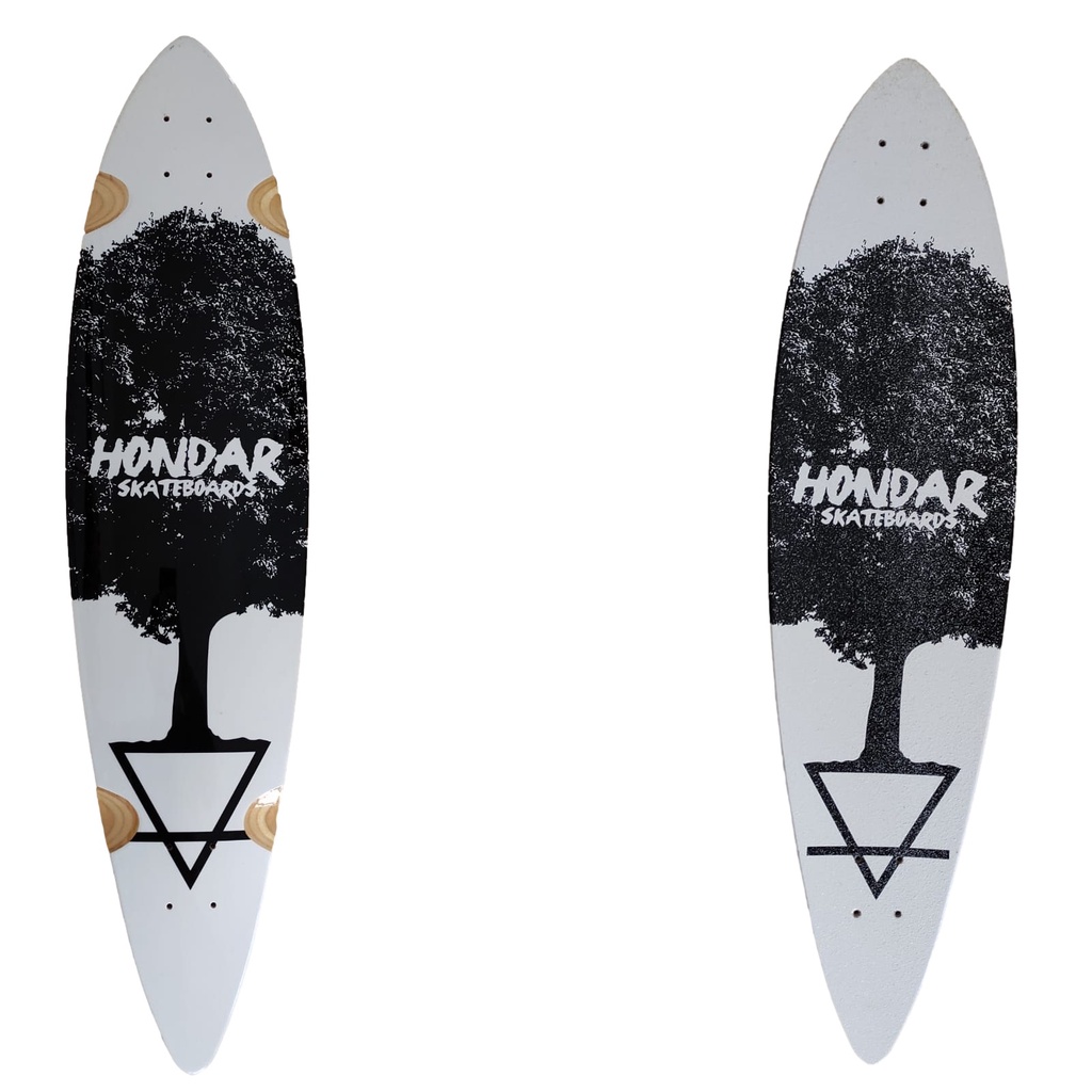 Shape Hondar Pintail Maple Arvore Branco Preto 99x24cm Longboard Skate - Skateshop Logboard Skateboard