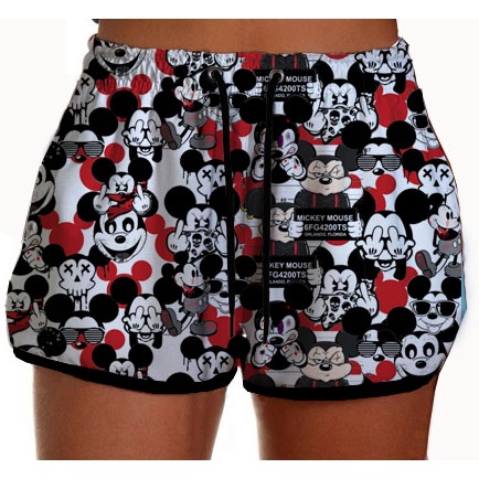 Short Feminino Tactel Mickey Praia Estampado Elastano Várias Estampas Sh80 em Oferta na Shopee