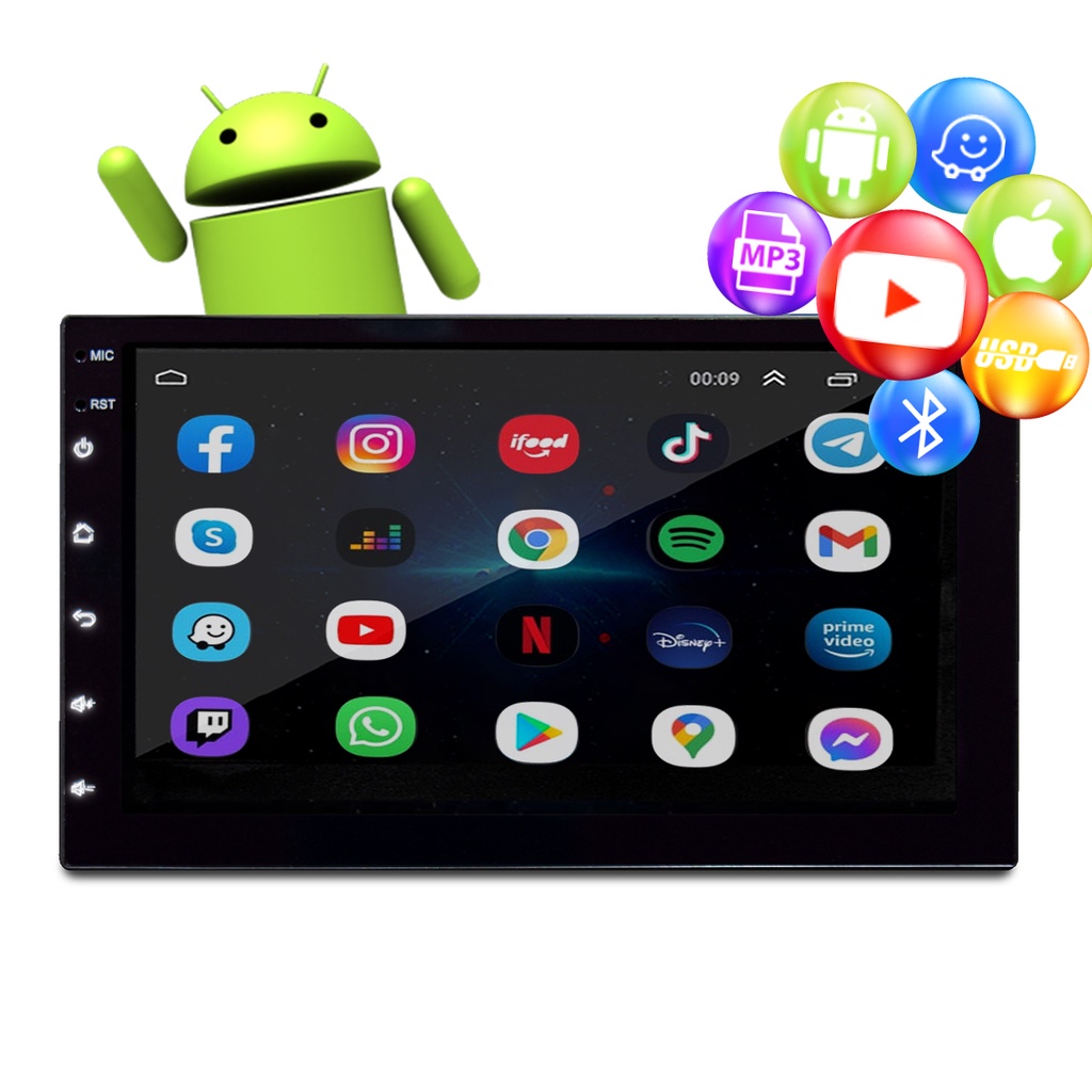 Central Multimidia Mp5 Universal Slim Android 11.0 Wifi Bt