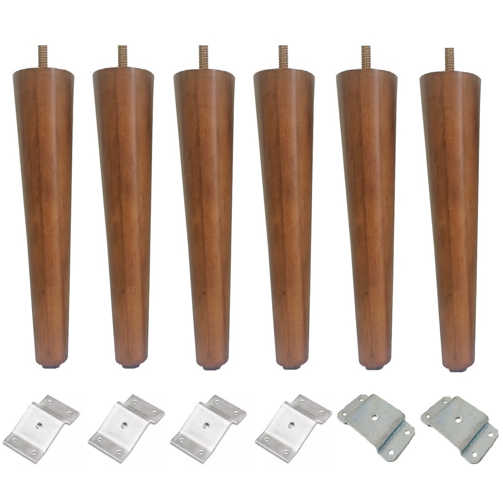 6 Pés Palito de 25cm Rosca 5/16 + 4 Chapinha Inclinada + 2 Chapinha Reta