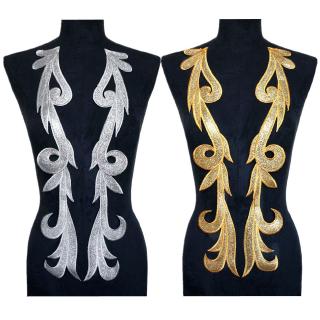 2Pcs Bordados Lantejoulas Barrocas Applique De Flor Coser Ferro Em Patch Badge Bridal Party Fancy Dress DIY