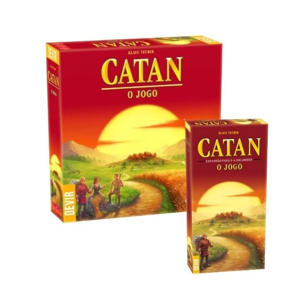 KIT Jogo de Tabuleiro Catan + Expansão 5 e 6 jogadores Devir