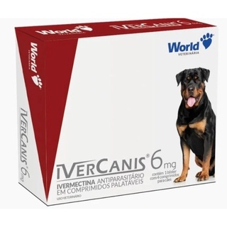 Remedio Pra Carrapato Pulga Sarna Verme Cães (1/2 COMP. PARA 15KG) 1 COMP. PARA 30KG - Ivercanis 6mg cx C/4 comp.