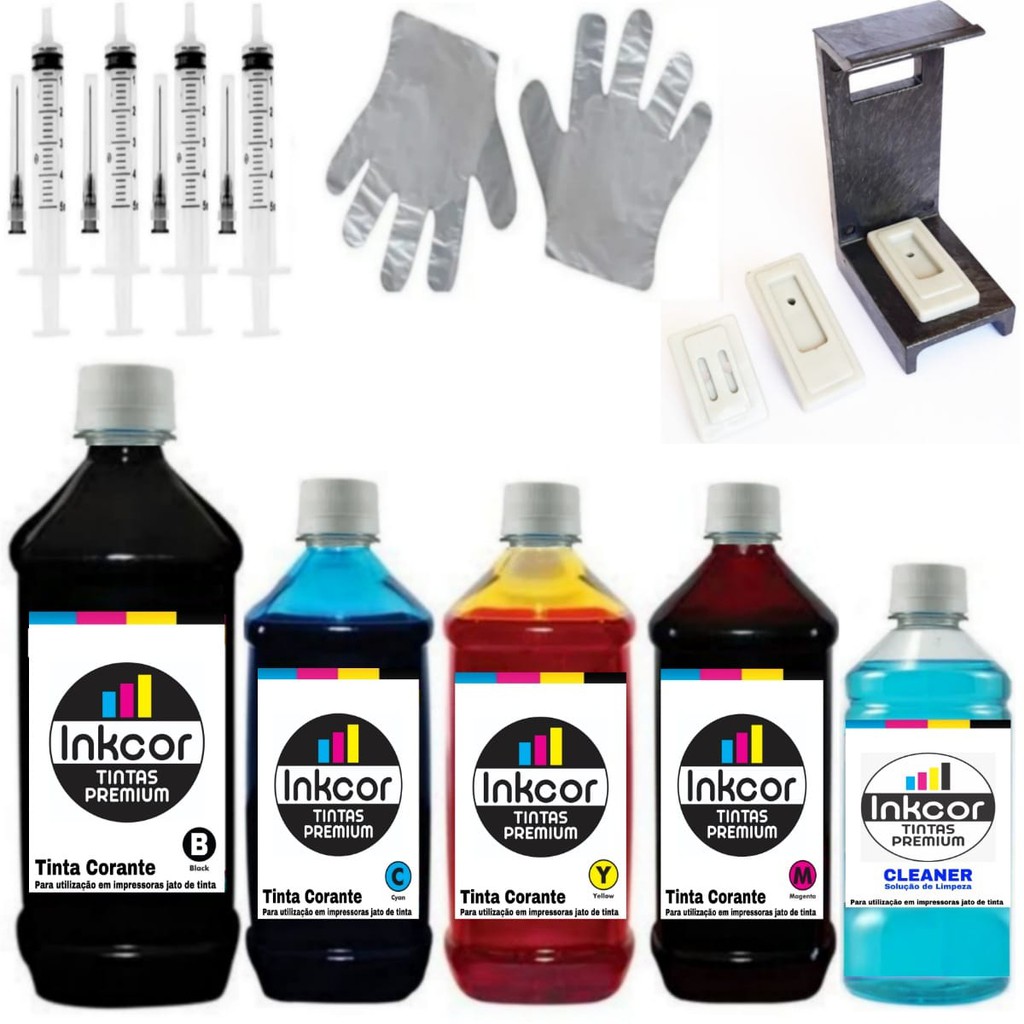 Kit Recarga Cartucho Inkcor 667 667xl Compatível com Impressora HP 2776 2376 6476