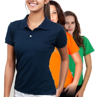 Camisa Polo Feminina Camiseta Gola Uniforme Piquet