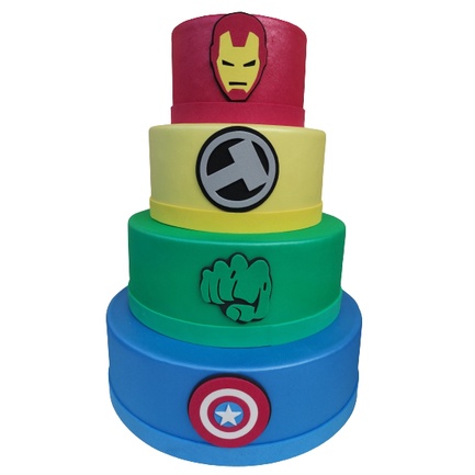 Bolo Fake Vingadores Capitão America Hulk Thor Homem de Ferro
