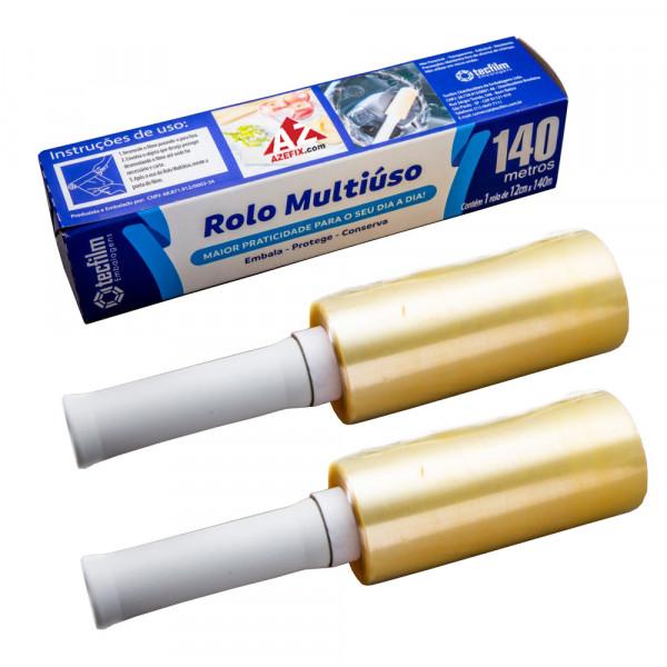 Kit 2 Filmes Plástico PVC Rolo Multiuso 12cm x 140m c/ Cabo
