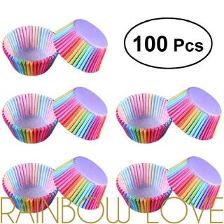 100 Pçs Forma/Copo de Cupcake/Muffin de Arco-Íris de Papel para Festa de Casamento