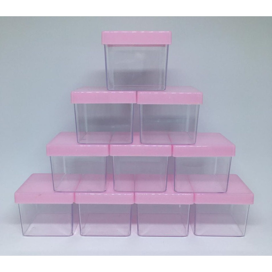 Caixinha Acrílica  Transparente Quadrada - 5X5 - 10 unidades - Diversas Cores - Personalizados - Lembrancinhas de Festa