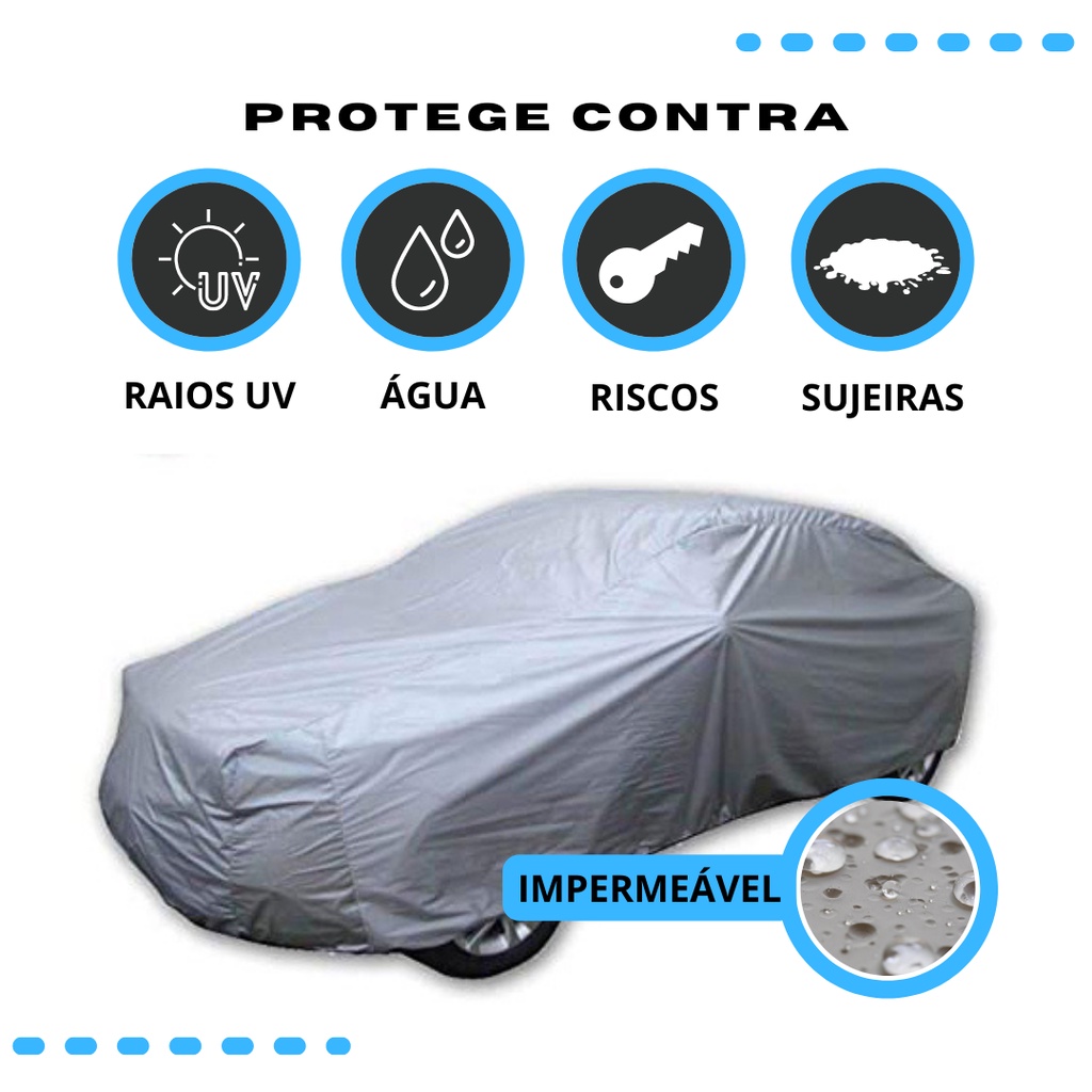 Capa Cobrir Carro Forrada 100% Impermeável Protege Sol Chuva Poeira P M G Capa Proteção Automotiva Hatch e Sedan